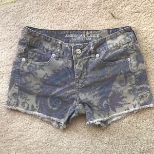 American Eagle midi corduroy paisley shorts